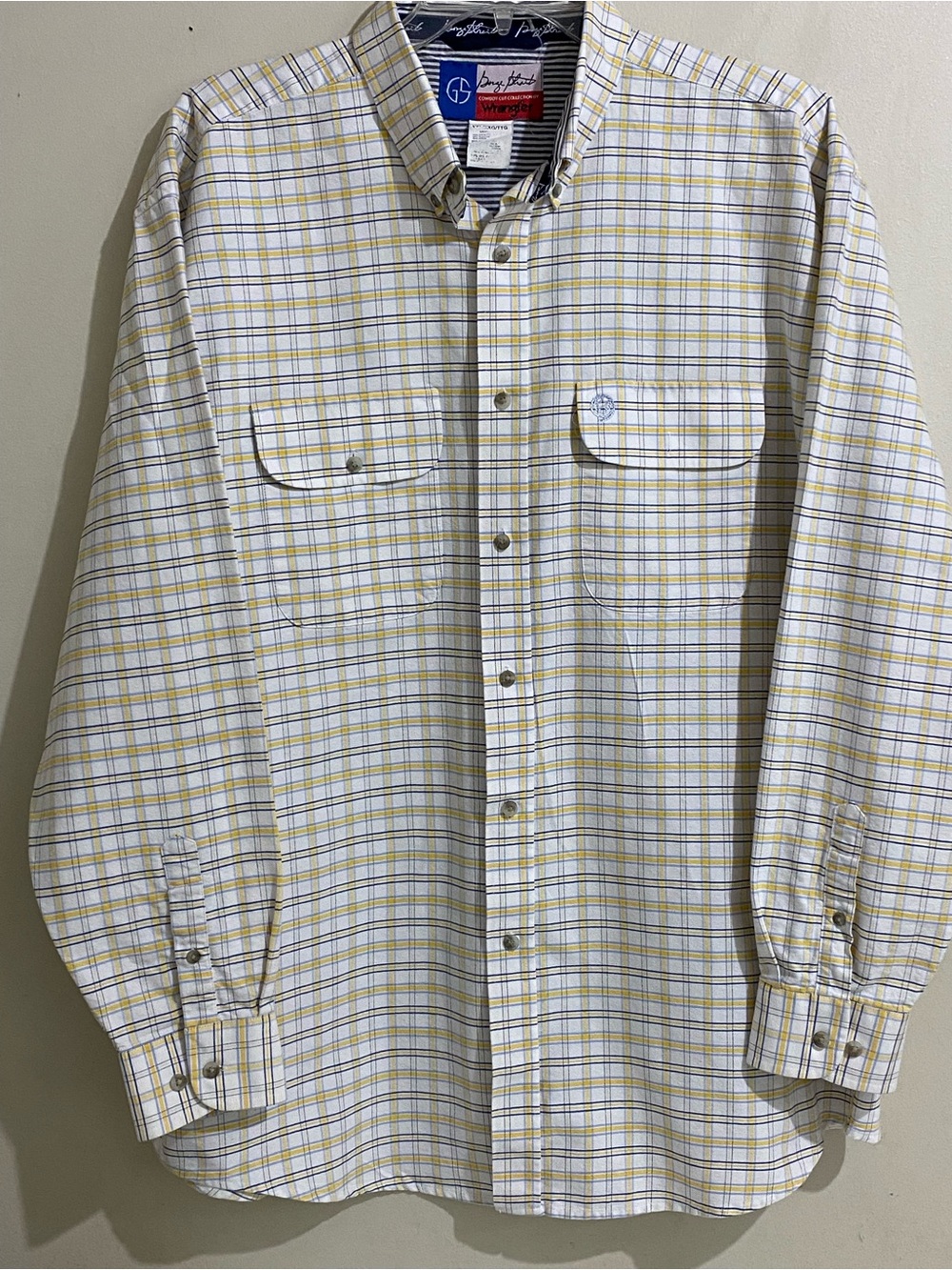 Wrangler George Strait Yellow Plaid Button-Down Shirt Western Cowboy